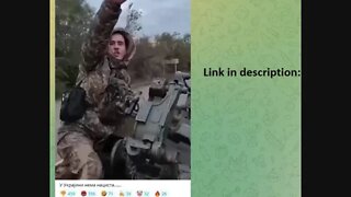 Ukrainian soldier zig-heil-ing on a tenk