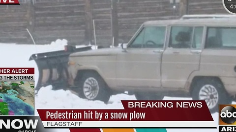 Pedestrian hit by snow plow in Flagstaff taken to hospital