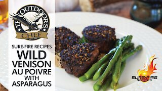 Wild Venison au Poivre and Asparagus with The Outdoors Chef