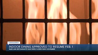 Indoor dining approved to resume Feb. 1