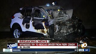 Witnesses try to rescue driver from fiery crash
