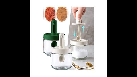 spice jar with spoon,Spoon Lid Integrated Retractable Seasoning Jar