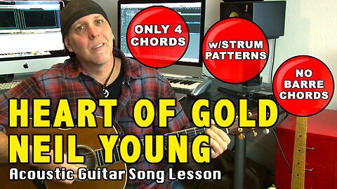 Heart Of Gold by Neil Young Super EZ beginner Guitar song lesson - 4 chords