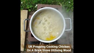 #UK #Prepping #Cooking #Chicken On A #Brick #Stove #Utilising #Wood #Fuel
