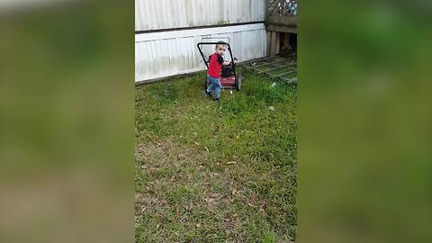 Toddler Boy Excited To Help With Gardening Chores