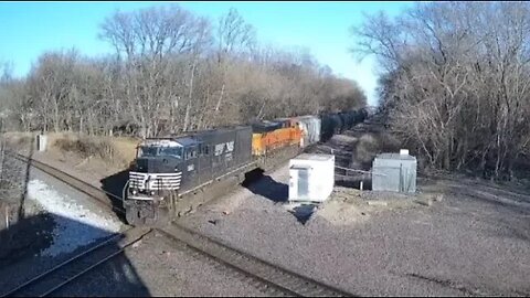 WB CN L571 Manifest with NS 1840 Leading at Mills Tower on December 21, 2021 #Steel Highway#