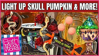 LIGHT UP PUMPKIN SKULL CANDLE HOLDER | Plus MORE Halloween | Bath & Body Works |#bathandbodyworks