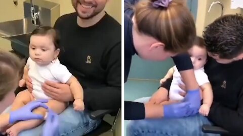 Innocent Baby didn't feel at all when she got the vaccine