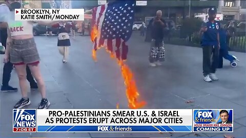 Anti-Israel Protesters Burn American Flag In New York City