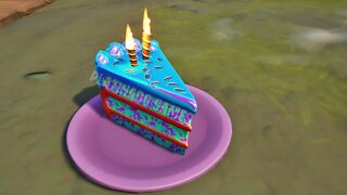 CONSUMA BOLO DE ANIVERSARIO EM DIFERENTES PARTIDAS - FORTNITE