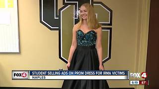Selling ads on her prom dress