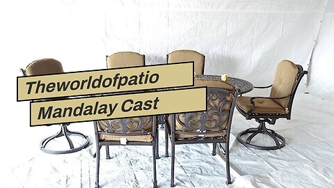Theworldofpatio Mandalay Cast Aluminum Powder Coated 7pc Outdoor Patio Dining Set with 44"x84"...