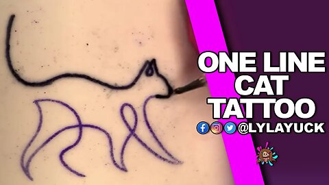 1 Line Cat Tattoo (FREE STENCIL DOWNLOAD INCLUDED)