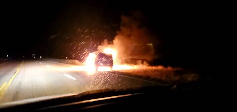 Jeep on fire 🔥 highway 21 idaho