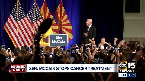 Support pours in following John McCain's announcement to discontinue treatment