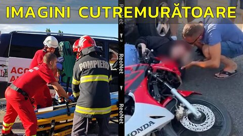 FILMUL TRAGEDIEI! MOTOCICLISTĂ ÎNTINSĂ PE STRADĂ