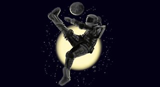 Space Soccer with the Moon Illustration Painting Time-Lapse