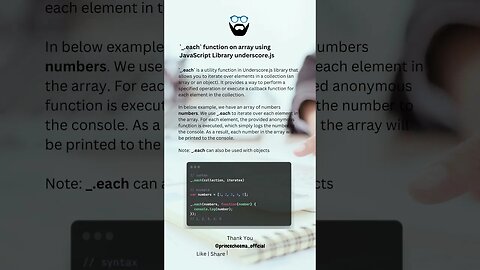 `_.each` function on array using JavaScript Library underscore.js ( #shorts )