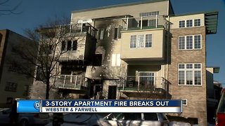 Three-story apartment fire breaks out
