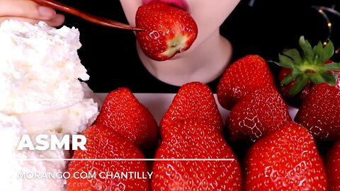 ASMR COMIDA - 🍓 Morango com Chantilly 🍓 - Relaxar