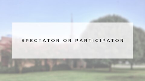 Sunday Sermon - Spectator or Participator