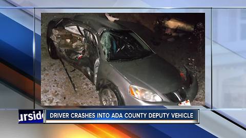 Driver crashes in deputy vehicle