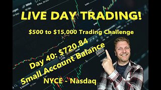 LIVE DAY TRADING | $500 Small Account Challenge Day 40 ($720) | S&P 500, NASDAQ, NYSE |