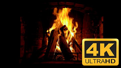 Relaxing Fireplace With Crackling Fire Sounds [4K Ultra HD] 1 HOUR