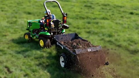FIRST USE Manure Spreader for Subcompact Tractors! John Deere 1025R