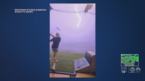 Golf ball hit by lightning