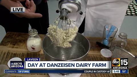 Making butter at Danzeisen Dairy Farm