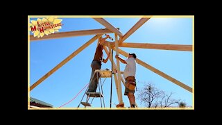 Reciprocal Roof Frame Rafters | Underground Earthbag Building | Weekly Peek Ep60