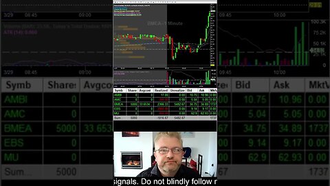 Trader makes $9,700 in 2 mins trading $BMEA momentum Live. #shorts