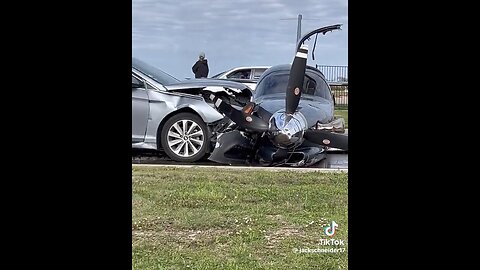 An Experimentally Built Airplane Crashes Onto Road And Head On Into Car In Texas