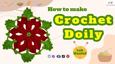 How to make a crochet hexagon doily ( Left handed )