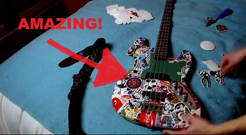 Incredible Sticker Collage Guitar Vinyl Wrap Style Paint Job