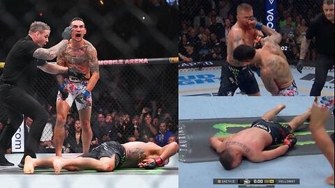 Max Holloway knocks out Justin Gaethje to win the BMF belt at UFC 300