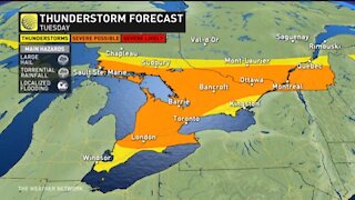 Risk of thunderstorms across southern Ontario, localized flooding and hail possible