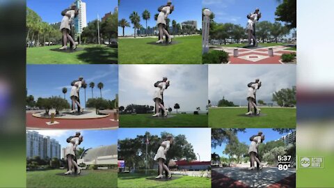 'Unconditional Surrender' statue being moved