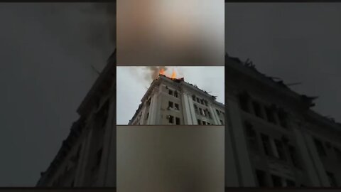 Uk war Burning of the Ukrainian police department in Bu kharkiv حرق اداره الشرطه الاوكرانية بخاركيف