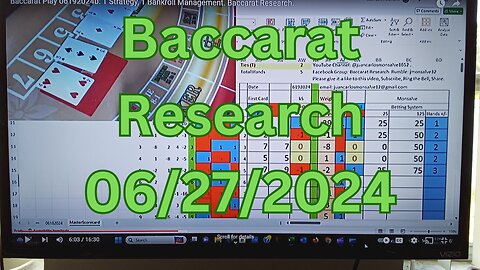 Baccarat Play 06272024: 1 Strategy, 1 Bankroll Management. Baccarat Research.