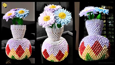 DIY 3D Origami Flower Vase Tutorial to make a Stunning Paper Home Decor | Crafting Floral Elegance