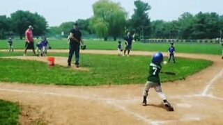 Young baseball player makes impressive hole in one
