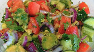 Betty's tomato, cucumber, and avocado salad