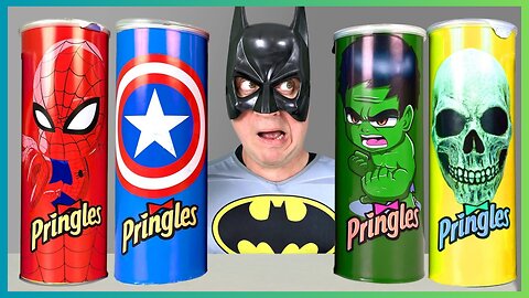Mukbang Giant Pringles with Superheroes | Chid's Play Channel 🍭🍪🥤
