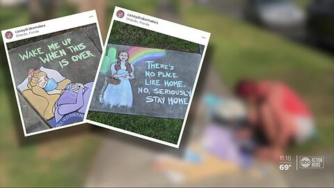 Artists spread Disney magic with chalk drawings on sidewalks