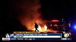 Fire destroys car in Webster area