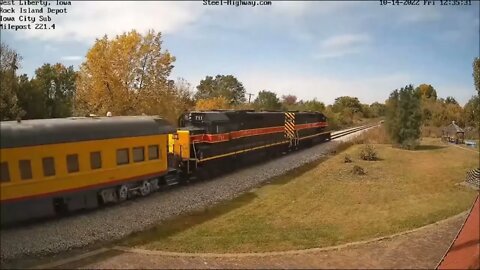 IAIS 705 and 711 Leading WB Passenger Car at West Liberty, IA on October 14, 2022