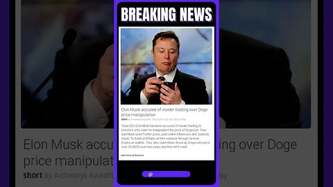Musk Accused of Insider Trading with Dogecoin - Are Stock Markets at Risk? | #shorts #news