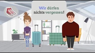 Deutsch lernen | Dialog | Koffer packen für den Urlaub🏝😄 | Wortschatz und wichtige Verben